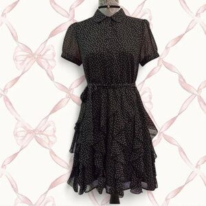 LC Lauren Conrad Black and White polka dot button up Dress